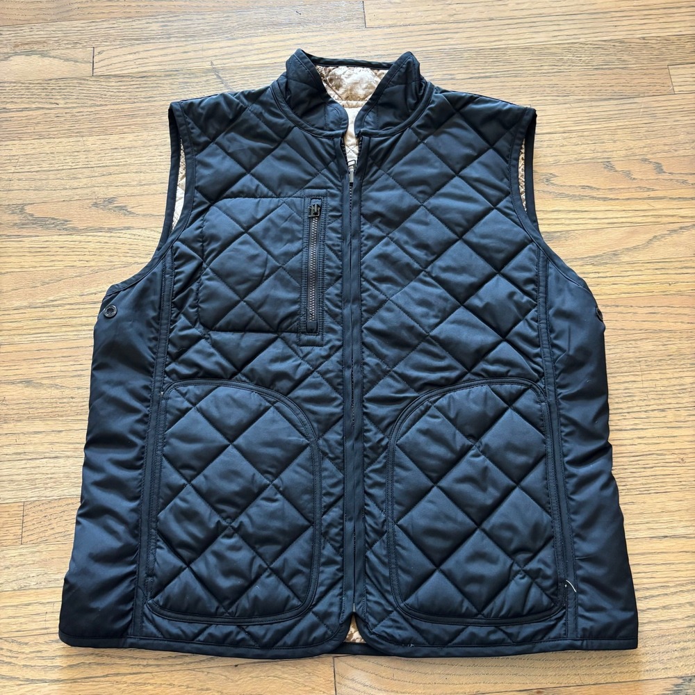 Lauren Ralph Lauren Reversible Black Quilted Vest Snakeskin Women M